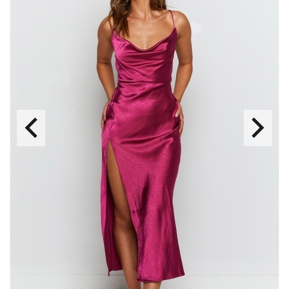 LIONESS Walk The Line Midi Dress Magenta - Picture 5 of 12